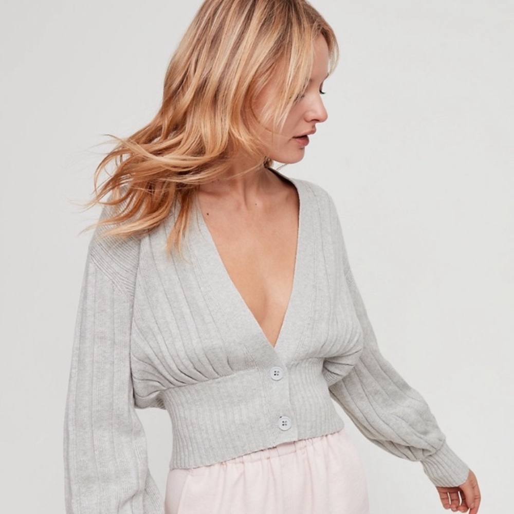 Aritzia Wilfred Plunge Front Cardigan